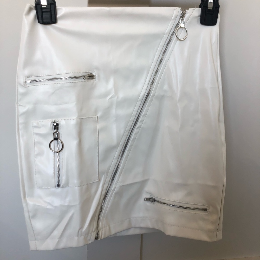 White Faux Leather Skirt
